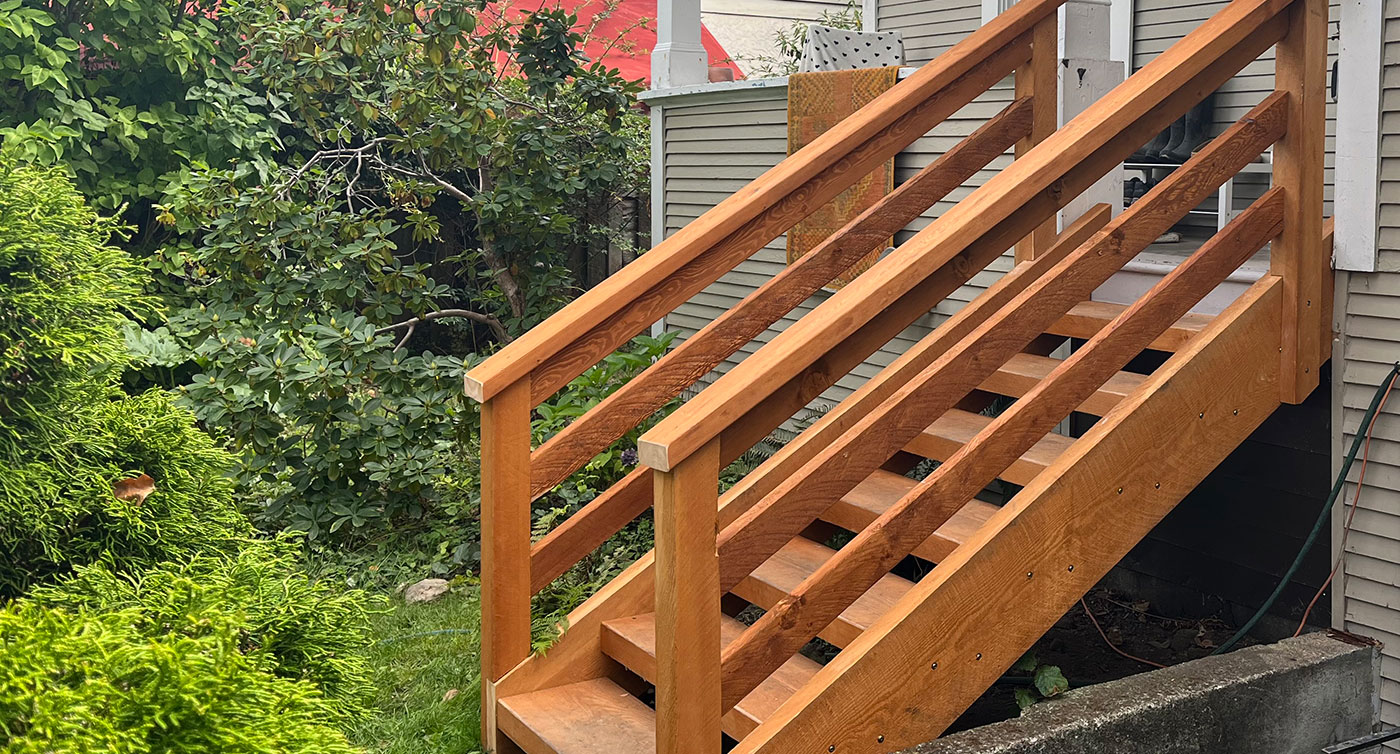 exterior wood staircase construction victoria bc residential build