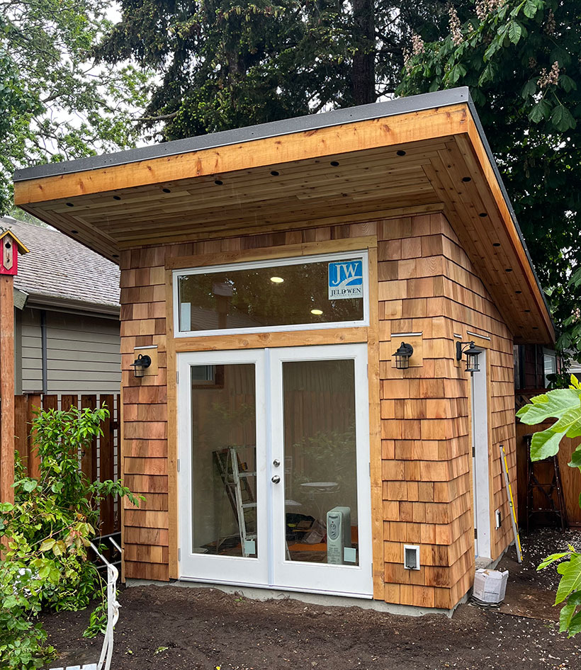 custom backyard studio construction victoria bc cedar exterior